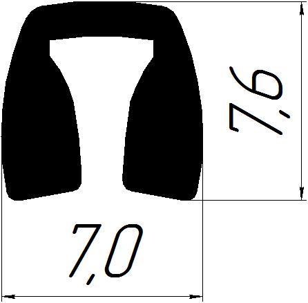 Уплотнитель ПВХ вставной черный SENATOR тип U BY (1рул.=100пог.м. ), 7,0х7,6 мм AKS_2