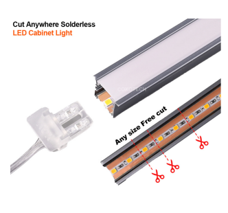 Светильник светодиодный, нарезной, 10*10мм, 8W/m, 12V, 3000K (теплый белый), 3м, алюминий, AKS_1