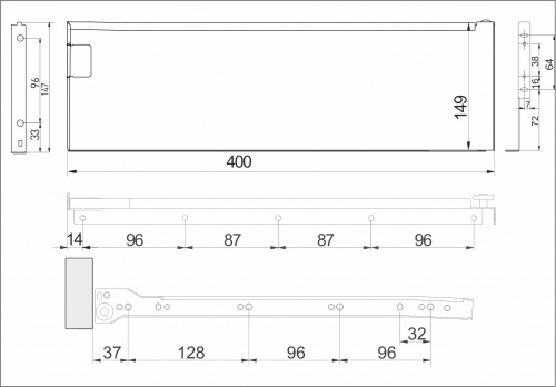 Система ящиков Металбокс AKS L-400 белый H=150 левая+правая_2