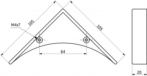 Ручка меб. скоба мет. ANGEL 64, брашированное золото, AKS_2