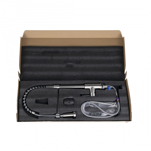 Смеситель для кухни однорычажный со съемным гибким шлангом, HDF-8111, сатин, AKS_3