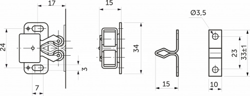 Фиксатор роликовый с ответной планкой коричневый AKS_2