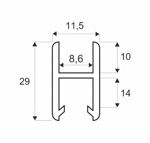 Профиль алюминиевый SISO горизонт нижний L-2000 мм _2