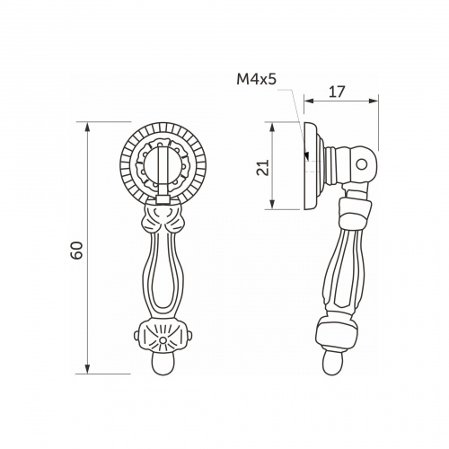 Ручка меб. КАПЛЯ, состаренное серебро AKS_5