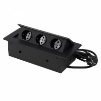 Выдвижной удлинитель Nova, 3 розетки, черный, AKS