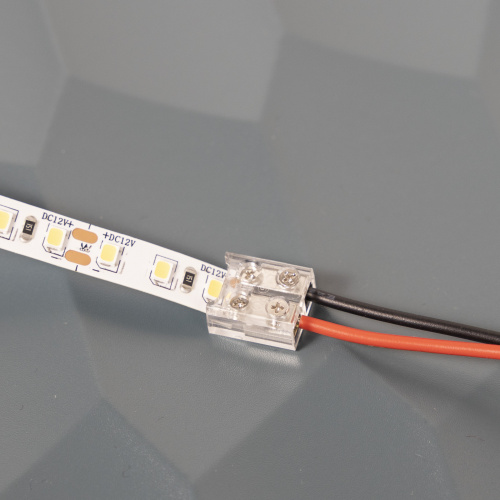 Соединитель электрический для светодиодных лент шириной 8mm лента-провод, прямой, на винтах, AKS_2