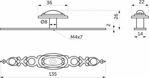 Ручка меб. кнопка мет. WP11-46 старое золото, AKS_2