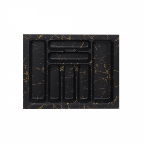Лоток для столовых приборов 600 MARBLE 540*430, черно-золотой мрамор AKS_1