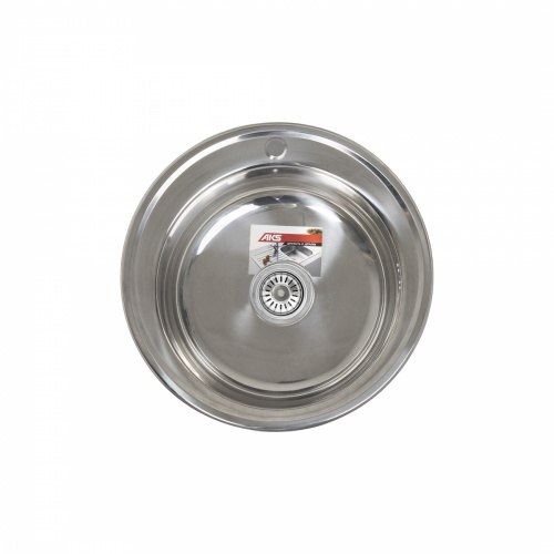 Мойка н/сталь, круглая одночашевая, d510мм, полированный хром, врезн на столешницу, AKS (0,8мм)_1