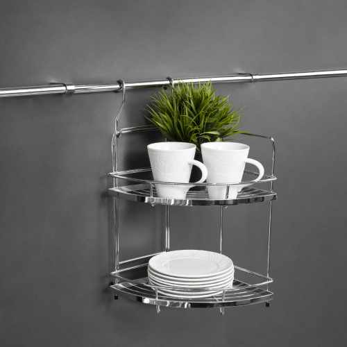 Корзина на трубу d16 угловая двойная СWJ201F хром AKS_4