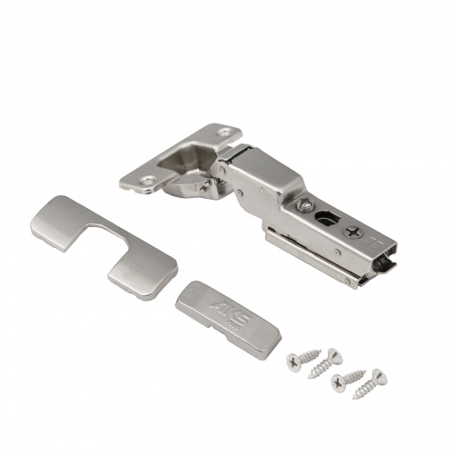 Петля полунакладная с доводчиком 48мм h0 clip-on AKS PLUS 3D узкая (саморезы, заглушки)_3