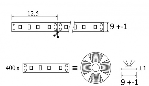 Лента светодиодная - 19,2W/m, 12V, 9мм, 2835, 240 д/м, IP20, холодный белый (6000K) - 20м, AKS_2