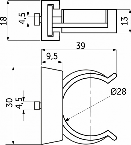 Крепление опоры кухонной пласт. (клипса под пластиковый цоколь), черный РБ_2