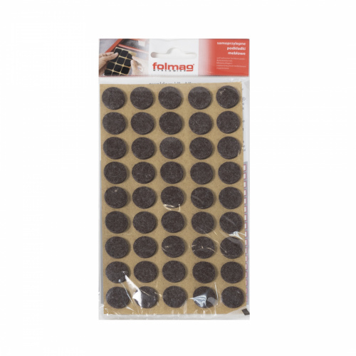 Подкладка самоприлипающая фетровая d15мм (1лист-45шт) коричневая Folmag_1