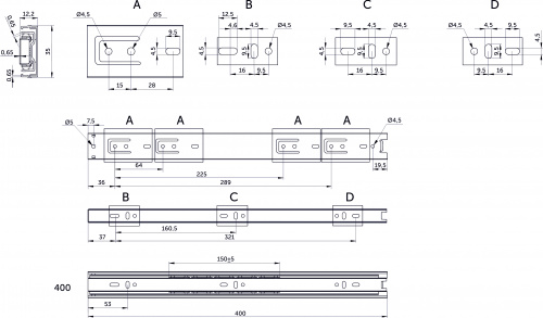 Направляющая шариковая L-400 h=35 GRIDLI B_2