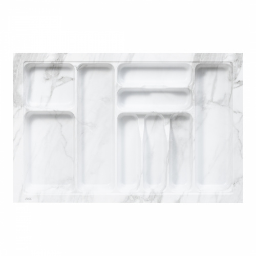 Лоток для столовых приборов 800 MARBLE 735*485, бело-серый мрамор AKS_1