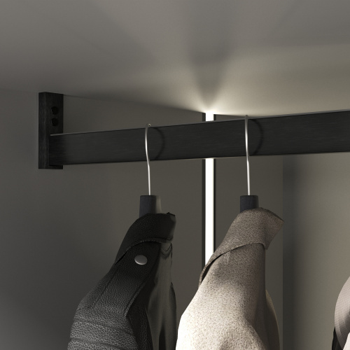 Штанга гардеробная прямоуг. FAME L-1000 с проходным и концевыми держателями, черный браш AKS_5