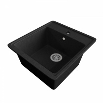Мойка каменная, прямоугольная одночашевая, GS-10, 460*505мм, черный, врезная, Gamma Stone