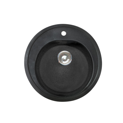 Мойка каменная, круглая одночашевая, 500*500мм, черный, врезная, Granfest_1
