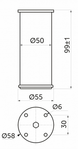 Опора меб. алюм. D-867 h100 мат.хром AKS_2