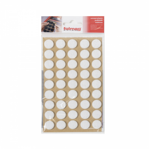 Подкладка самоприлипающая фетровая d15мм (1лист-45шт) белая Folmag_1