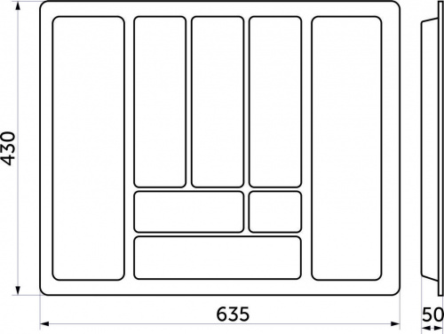 Лоток для столовых приборов 700 COMFORT (635*430), металлик РП_2
