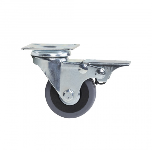 Колесо меб. TECH d50 h70 с площадкой с торм., серый AKS_3