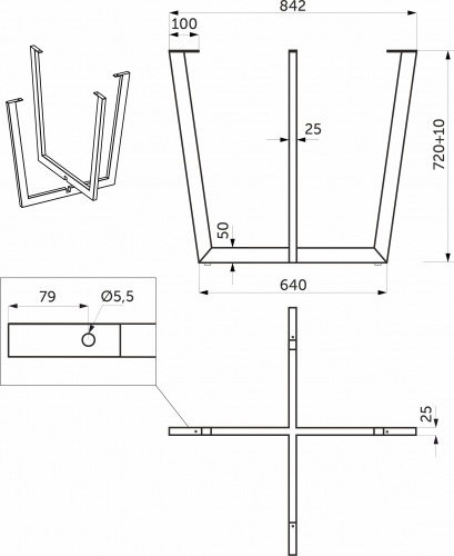 Подстолье INGRID h720, черный AKS_2