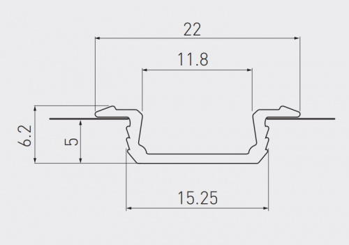 Профиль алюминиевый врезной GLAX PA-GLAX-AL (2 м.), цвет серебро, GTV_2