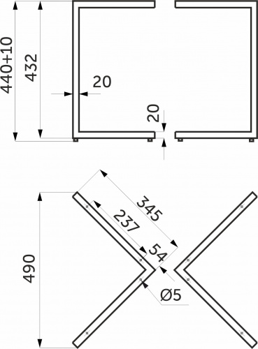 Подстолье TRES h432, черный AKS (1 компл. = 2 шт.)_2