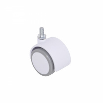 Колесо меб. пласт. FURNI d50 с винтом M8, белый/серый AKS фотография