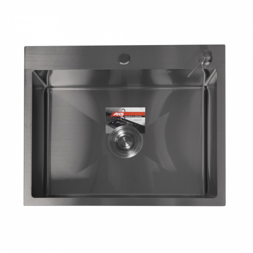 Мойка н/сталь, прямоугольная одночашевая, 600*500мм, графит, PVD покрытие, врезн на столешницу, AKS (3,2мм)_1