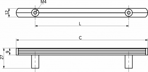 Ручка меб. скоба алюм. GAME 128 графит, AKS_5
