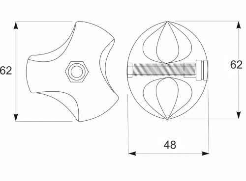 Соединитель 3-х труб d25 (502L) шарообразный левый, хром AKS_2