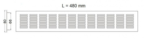 Решетка вентиляционная 480х80мм темно-коричневая алюминий AKS_2