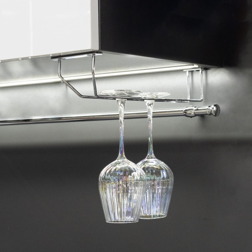 Держатель подвесной для бокалов однорядный 340*65*114, хром AKS_3