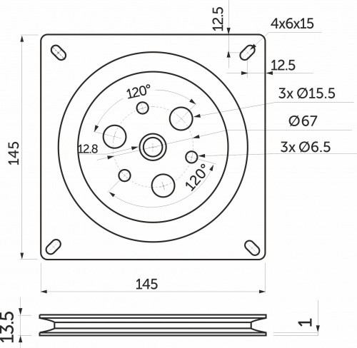 Держатель поворотный 145*145, неполный подшипник (упак. = 80 шт.) AKS _2