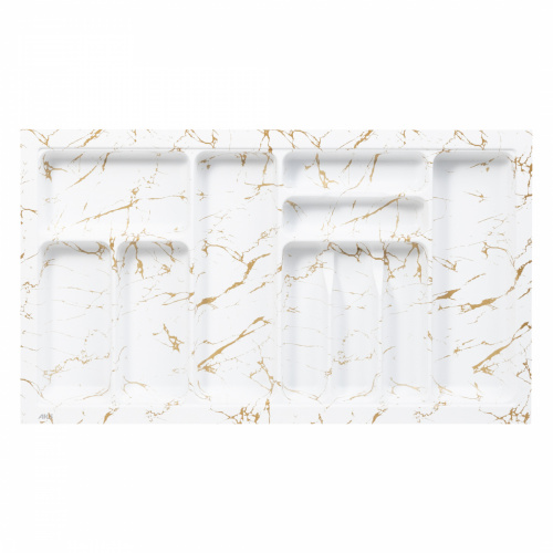Лоток для столовых приборов 900 MARBLE 830*485, бело-золотой мрамор AKS_1
