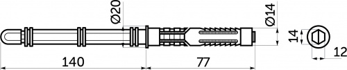 Полкодержатель мет. врезной 14*140 AKS_2