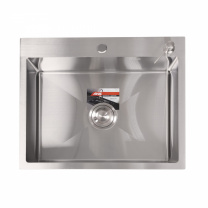 Мойка н/сталь, прямоугольная одночашевая, 600*500мм, сатин, PVD, врезн на столешницу, AKS (3,2мм) фотография