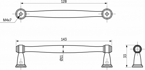 Ручка меб. скоба мет. WIZANTIA 128 старое серебро, AKS_2