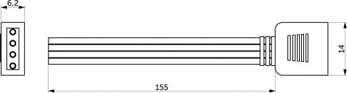 Шнур соединительный для светодиодных лент RGB и Bicolor шириной 10mm (провод - коннектор), 15 см, AKS_2