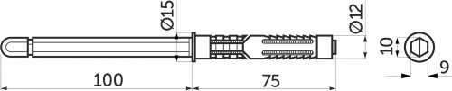 Полкодержатель мет. врезной 10*100 AKS_2
