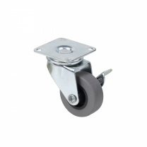 Колесо меб. c рез.ободом d40 h58 с площадкой с торм., серый AKS фотография