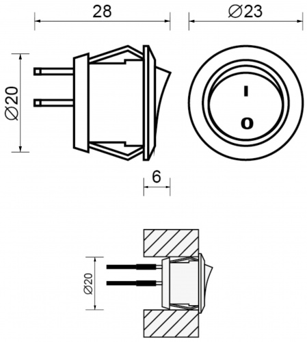 Выключатель механический, врезной, белый, AKS_2