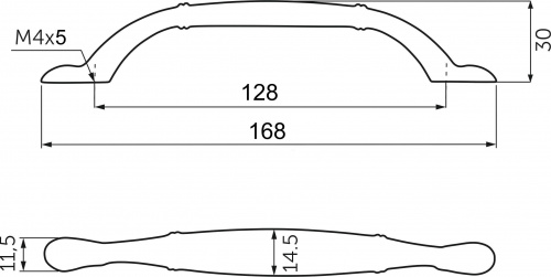Ручка меб. скоба мет. AVRORA 128 античная латунь, AKS_2