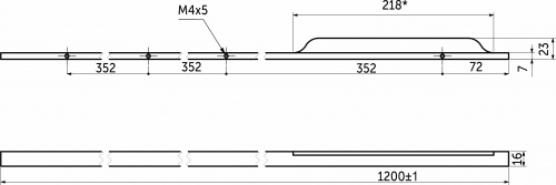 Ручка меб. скоба алюм. ANDROMEDA 1056/1200 брашированное золото, AKS (правая)_2