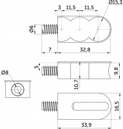 Стяжка Genifix с евровинтом 6,0*8, белая (уп/ 100 шт) AKS_2