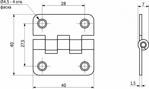 Петля карточная 40*40мм белый цинк Тифлос_2