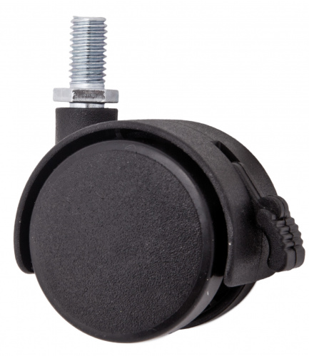 Колесо меб. пласт. d50 с винтом М8 с торм., черный AKS_3